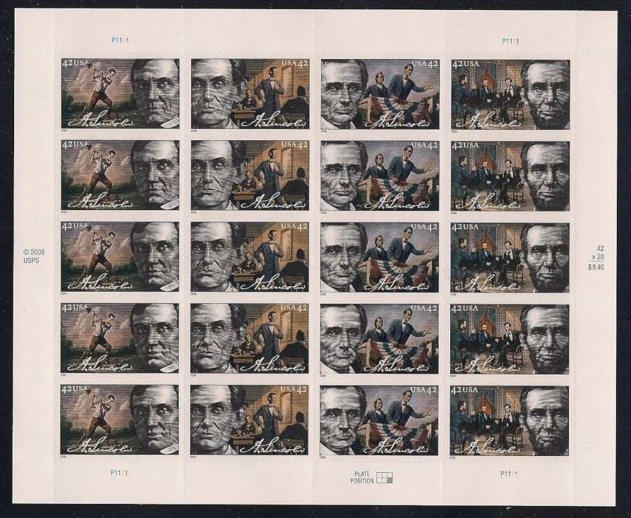 Amazon.com: Abraham Lincoln Mint Sheet of Twenty 42 Cent